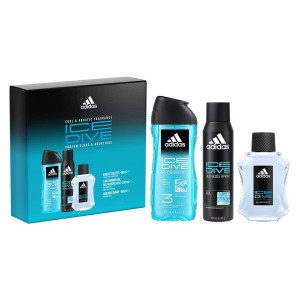 ADIDAS ICE DIVE ZESTAW EDT 100ML + DEZODORANT 150ML + ŻEL P/P 250ML
