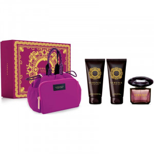 VERSACE CRYSTAL NOIR ZESTAW EDT 90ML + BALSAM 100ML + ŻEL P/P 100ML + KOSMETYCZKA